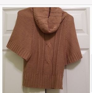 Camel-colored Batwing Cable Knit Sweater